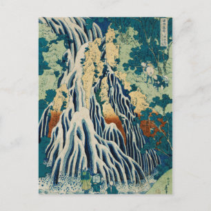 Vintage Japanska träblock Waterfall Kirifuri Vykort