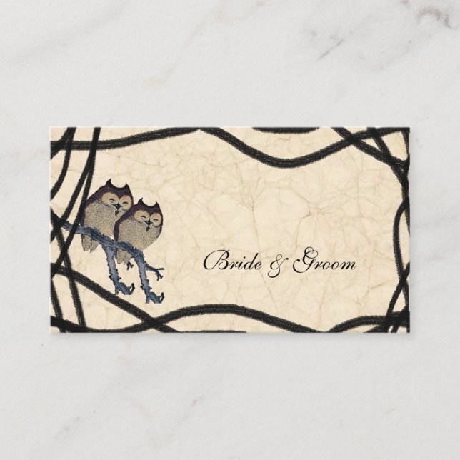 Vintage Japanska Uggla-platskort Placeringskort (Framsida)