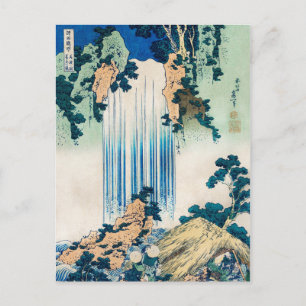 Vintage Japanska Woodblock Yoro Waterfall Mino Vykort