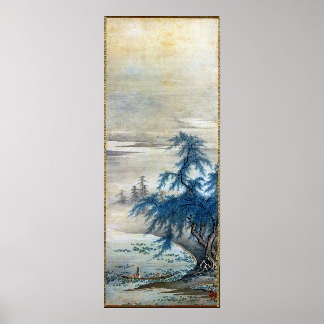 Vintage Japanska Zhou Maoshu-uppskattande Lotus Poster (Framsidan)