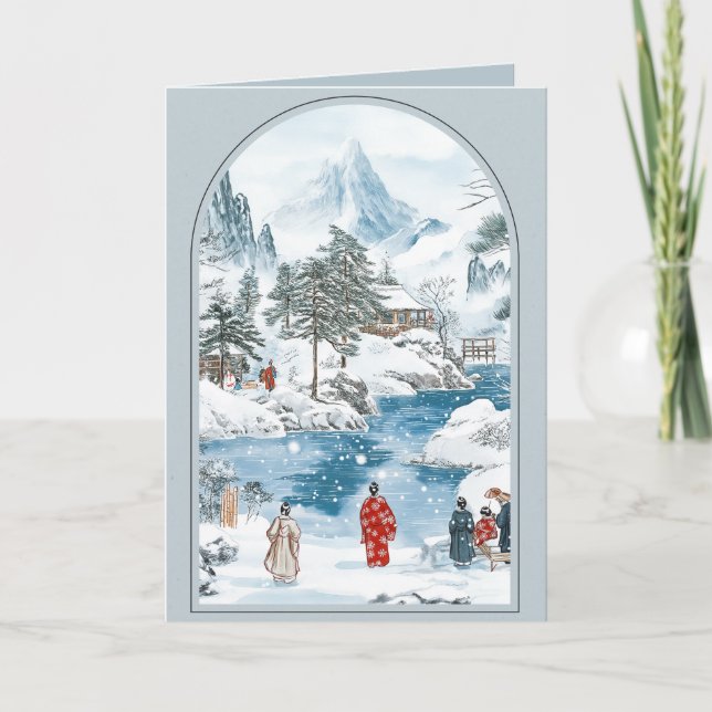 Vintage Japanskt julkort Helgkort (Framsida)