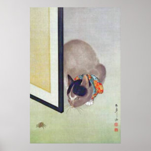 Vintage Japanskt katt med Poster av spider
