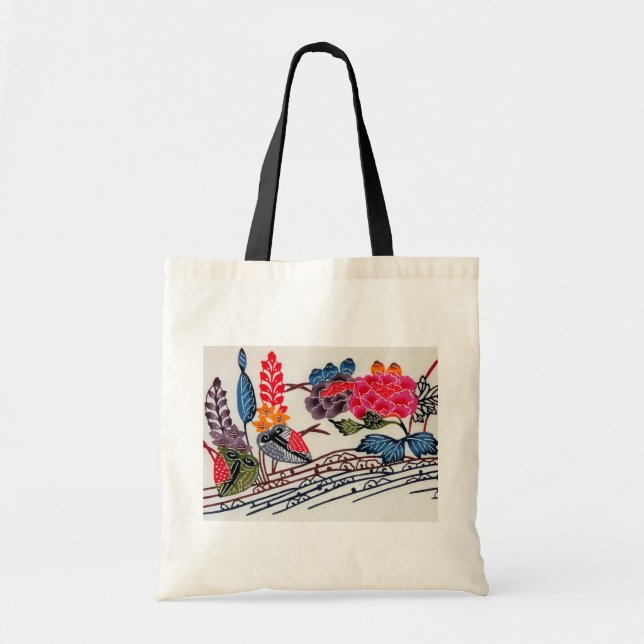 Vintage Japanskt KIMONO-Blommönster Tygkasse (Framsidan)