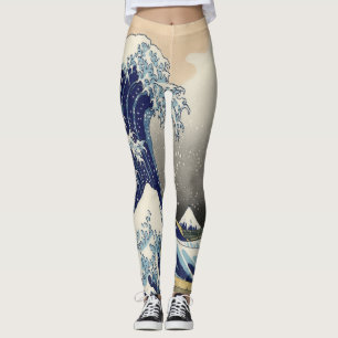 vintage japanskt konsthavslandskap underbar våg leggings