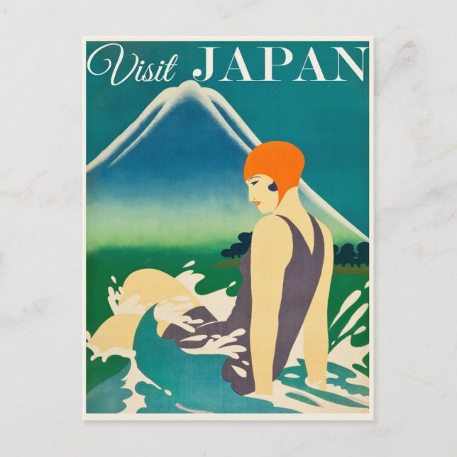 Vintage Japanskt Resepostkort Vykort (Framsida)