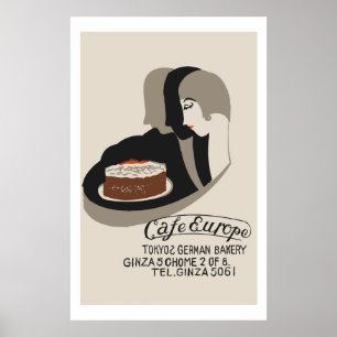 Vintage japanskt tändsticksskydd (Cafe Europe) Poster