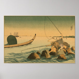 Vintage Japanskt väggfiske Poster