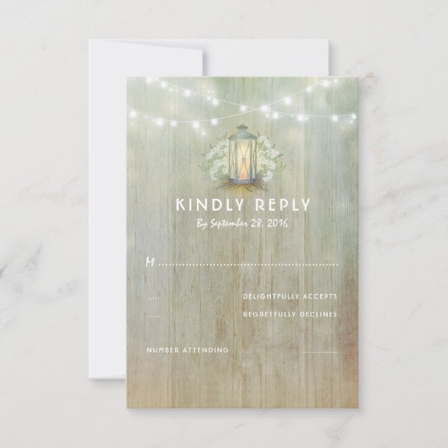 Vintage Järn Lantern White Blommigts Bröllop OSA Kort (Framsida)