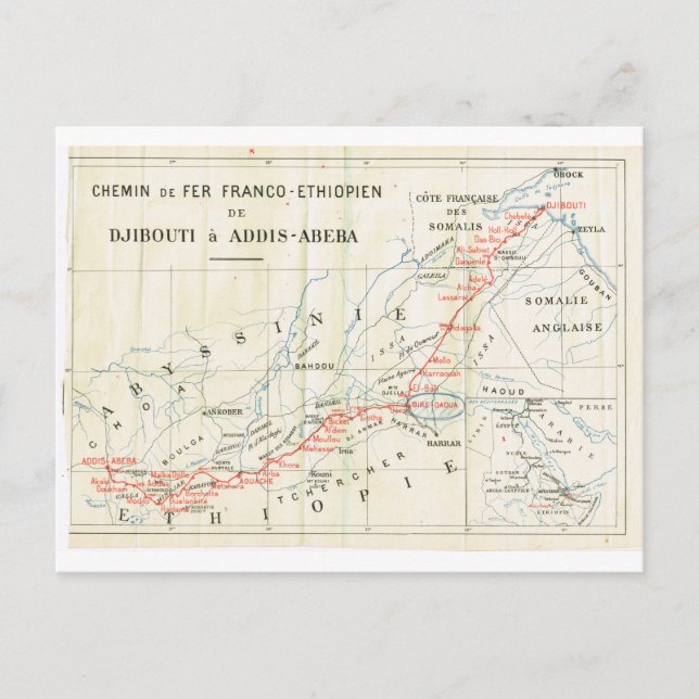 Vintage, järnvägen? franco_Etiopien Vykort (Framsida)