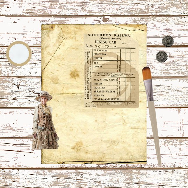 Vintage Järnvägskvitto Pappra Lakan (Skapare uppladdad)