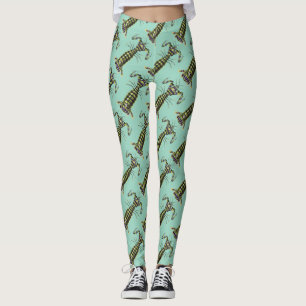 Vintage jättekammarstötta marin konsttryck leggings