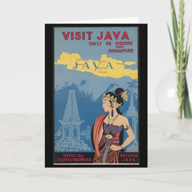 Vintage Java Indonesia Kort (Framsida)