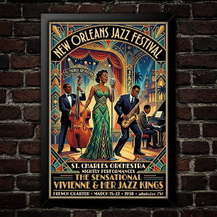 Vintage Jazz 1930s Konstaffisch Poster
