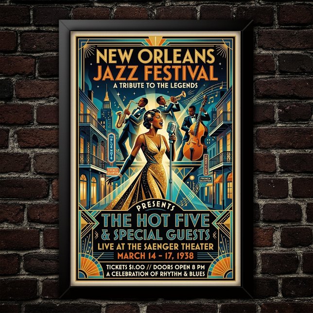 Vintage Jazz 1930s Konstaffisch Poster (Skapare uppladdad)