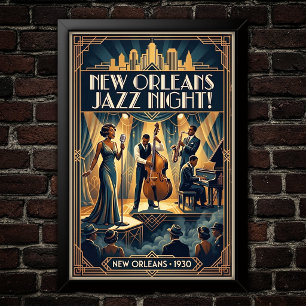 Vintage Jazz 1930s Konstaffisch Poster