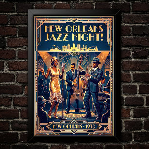 Vintage Jazz 1930s Konstaffisch Poster