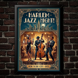 Vintage Jazz 1930s Konstaffisch Poster