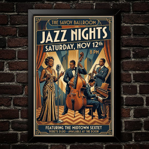 Vintage Jazz 1930s Konstaffisch Poster