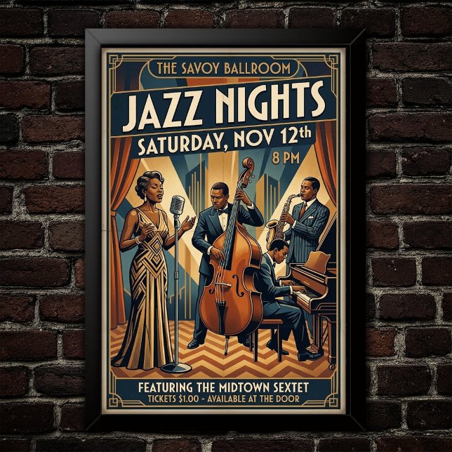 Vintage Jazz 1930s Konstaffisch Poster (Skapare uppladdad)
