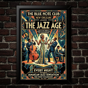 Vintage Jazz 1930s Konstaffisch Poster