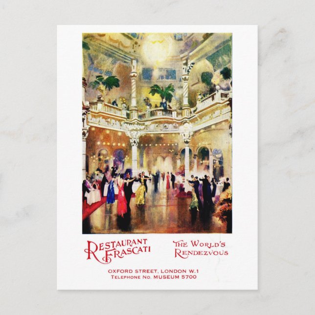 Vintage jazz åldersannonsering Restaurant Frascati Vykort (Framsida)
