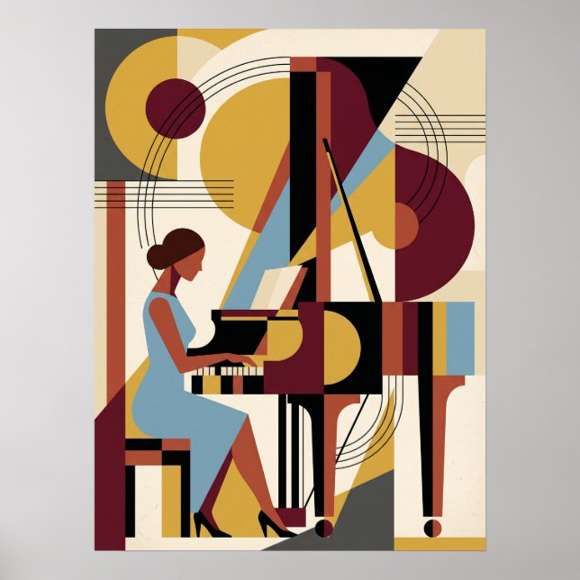 Vintage Jazz Art Deco Musik Poster (Framsidan)