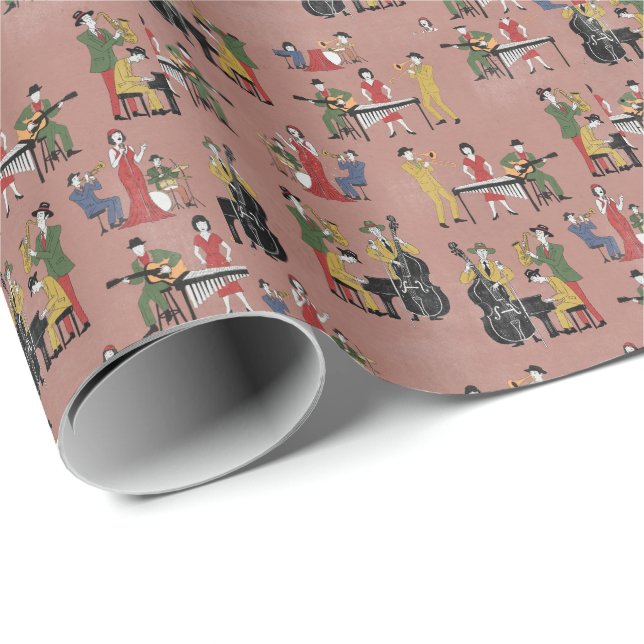 Vintage Jazz Band Presentpapper (Rullad Hörn)