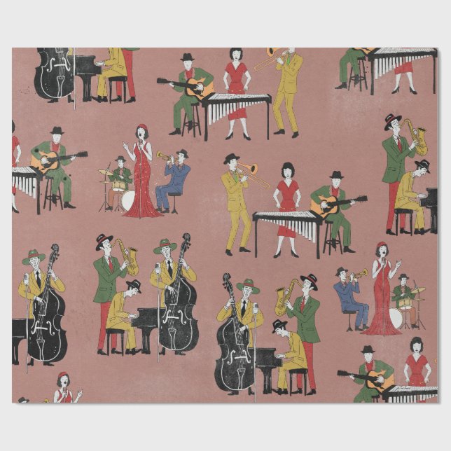 Vintage Jazz Band Presentpapper (Platt)