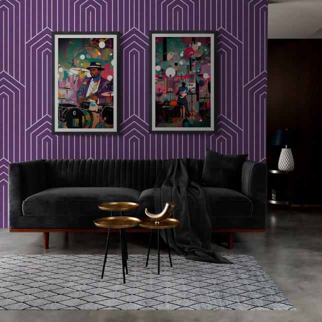 Vintage Jazz Klubb Musician spelar Guitar Poster (Skapare uppladdad)