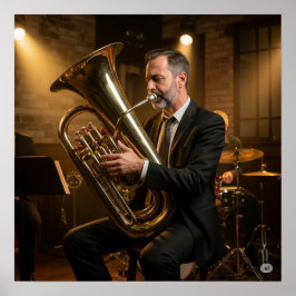 Vintage Jazz Tuba Player Poster