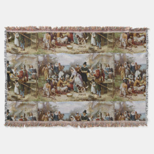 Vintage Jean Ferris första Thanksgivingen 1621 Filt