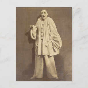 Vintage Jean-Gaspard Deburau Fransk Mime Vykort
