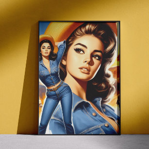 Vintage Jeans Landskvinna Poster