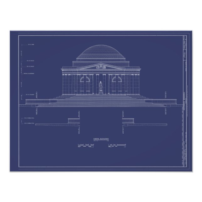 Vintage Jefferson Monument Blueprint Poster (Framsidan)