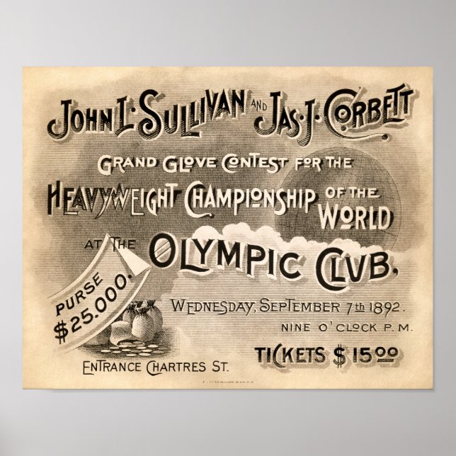 Vintage Jeffries vs. Sharkey Poster (Framsidan)