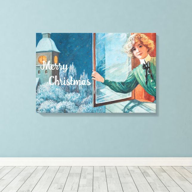 Vintage Jenny Nyström Anpassningsbar God jul Canvastryck (Insitu (trägolv))