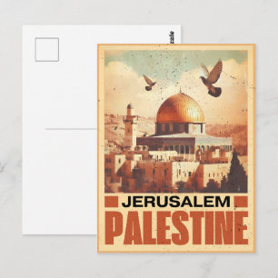 Vintage Jerusalem Al-Aqsa-moskén Klippdomen Vykort