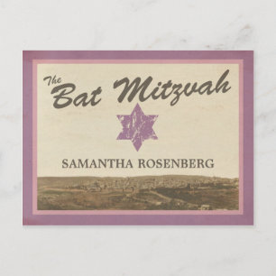 Vintage Jerusalem Bat mitzvah Spara postroftumet Meddelande Vykort