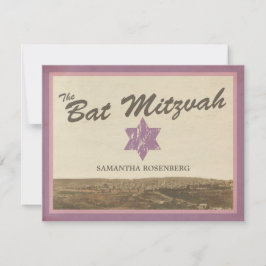 Vintage Jerusalem Bat mitzvah svarskort i Lila OSA Kort