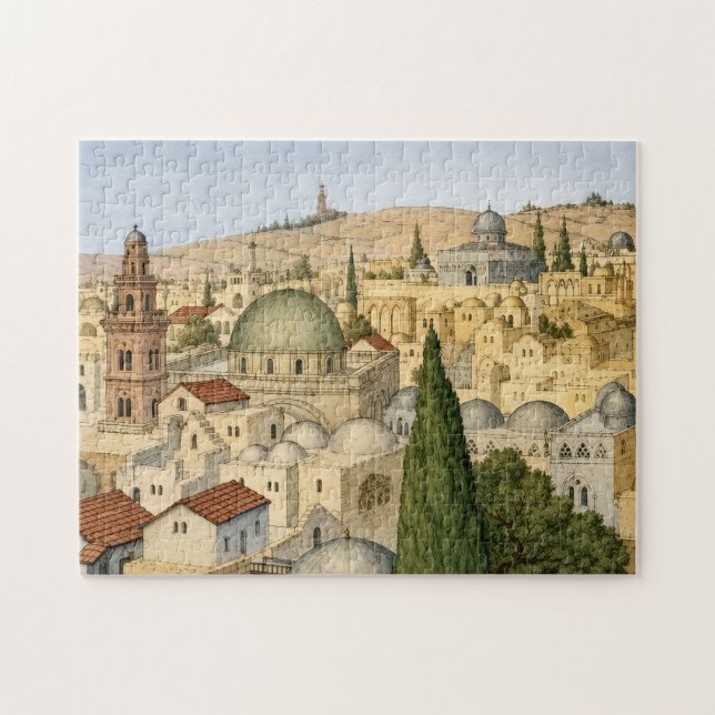 Vintage Jerusalem Panorama Pussel (Horisontell)