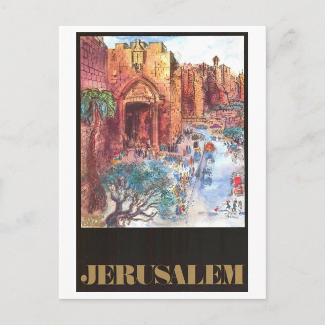 Vintage Jerusalem Travel Poster Vykort (Framsida)