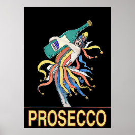 Vintage Jester med Prosecco Flaska, Poster