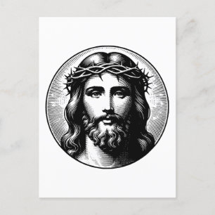 Vintage Jesus ansikte Vykort
