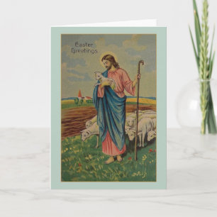Vintage Jesus Bra Shepherd Påsk Card Helgkort