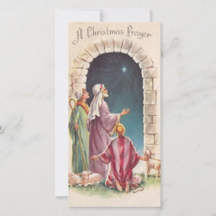 Vintage Jesus En julbön Julkort