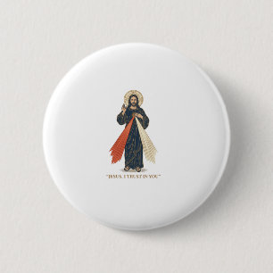 Vintage Jesus jag litar på dig religiös vektor des Knapp
