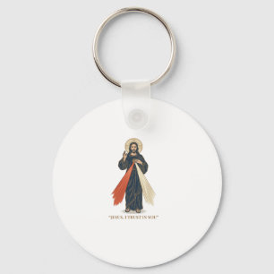 Vintage Jesus jag litar på dig religiös vektor des Nyckelring