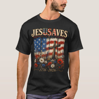 Vintage Jesus Jesus räddar USA 250 år 1776 T Shirt