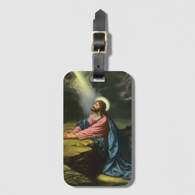 Vintage Jesus Kristus badande, Getsemane trädgårde Bagagebricka (Framsida vertikal)