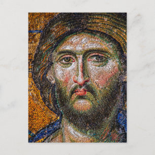 Vintage Jesus Kristus Porträtt Medieval Mosaic Vykort